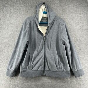 LL Bean Hoodie Full Zip Sweater Women Size XL Pet Fleece Gray Winter